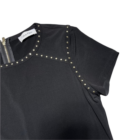 Calvin Klein Black Gold Stud Short Sleeve Mini Dress S - Picture 6 of 7